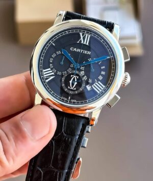 TrendsWrist Cartier Mens Black Silver Premium Watch