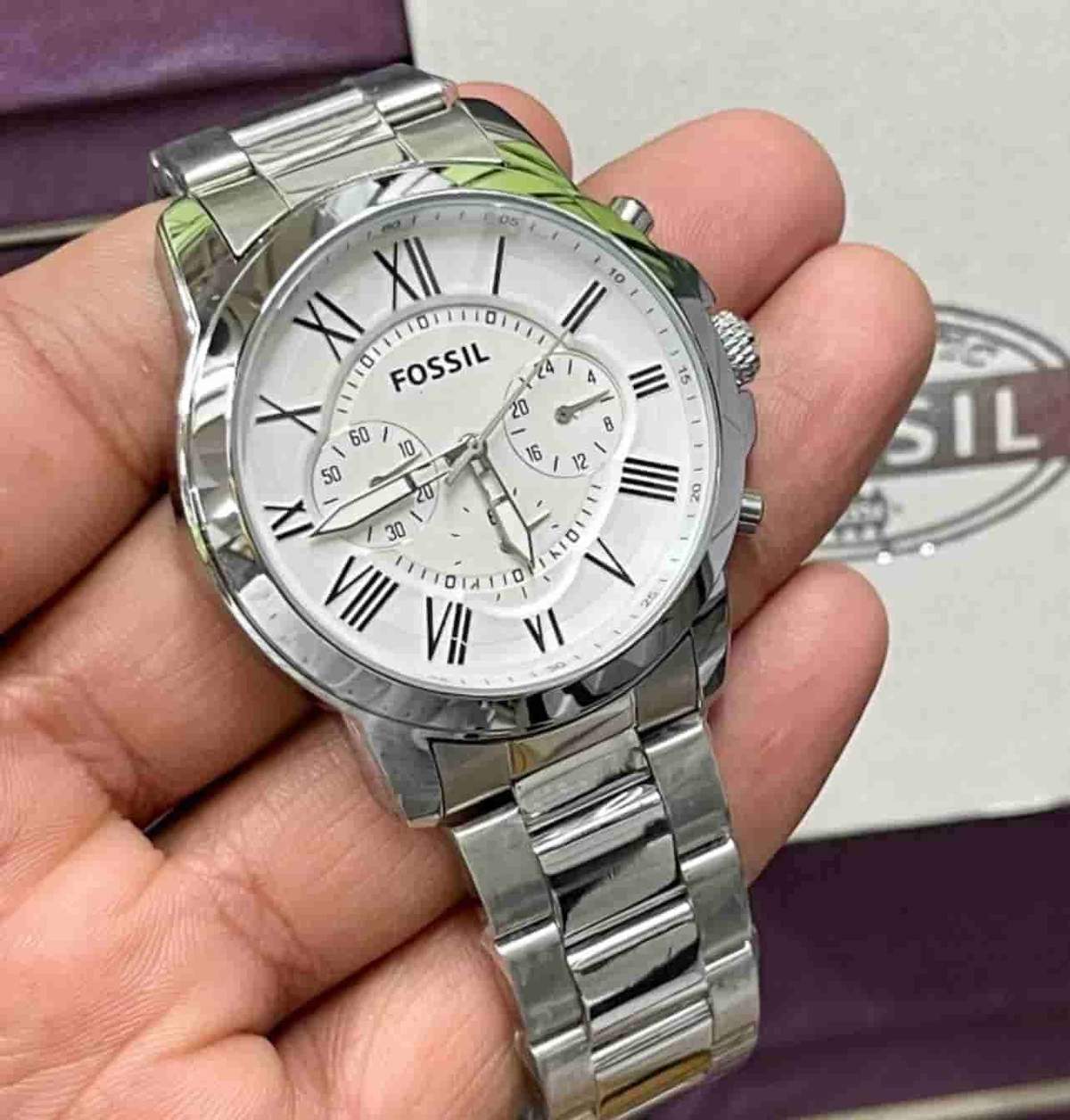 Fossil Fs4832 Silver Chain Watch โ TrendsWrist