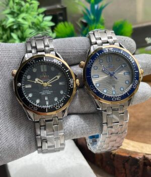 Omega Seamaster Silver &Amp; Black Watch – TrendsWrist