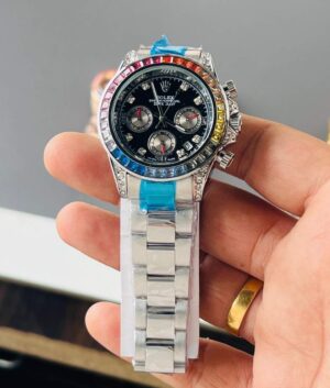 Rolex Rainbow Daytona Silver Watch – TrendsWrist