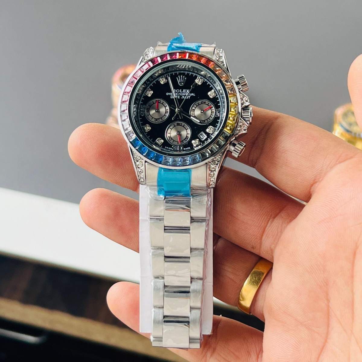 Rolex Rainbow Daytona Silver Watch – TrendsWrist
