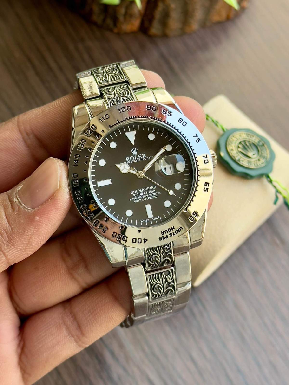 Rolex Submariner Handcrafted Silver Watch β TrendsWrist