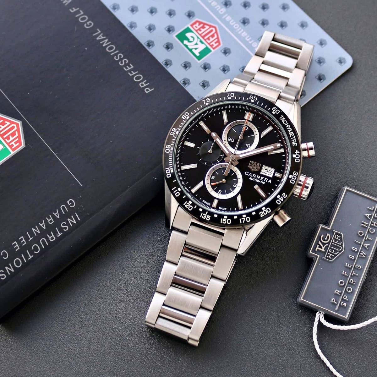 TrendsWrist Tag Heuer Chronograph Black Dial Premium Watch