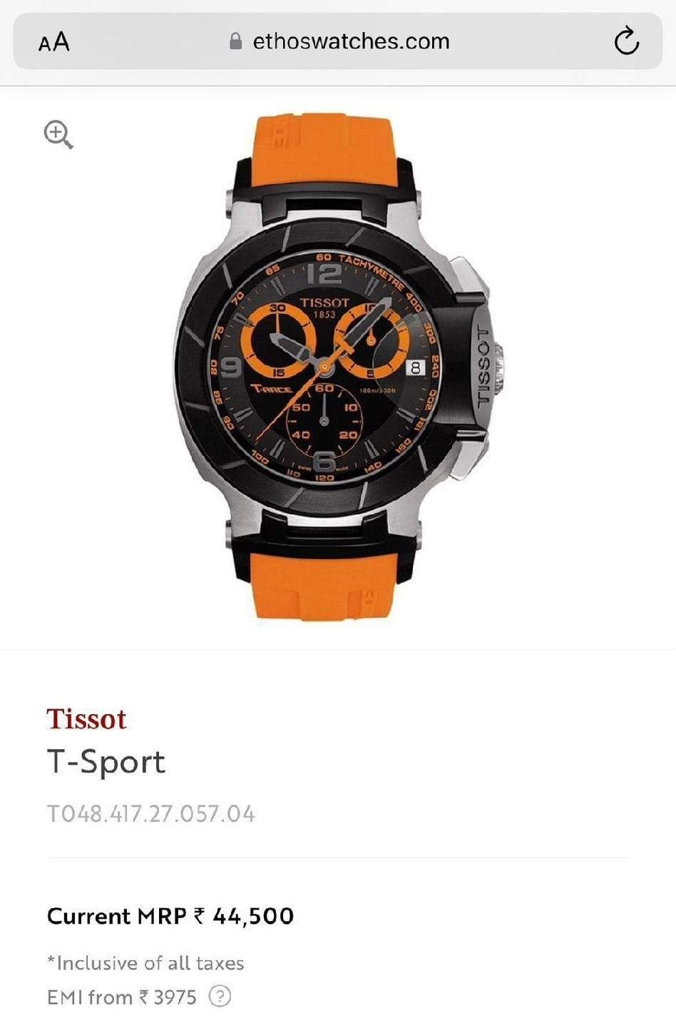 Tissot T Race Orange Strap Watch β TrendsWrist